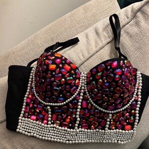 Charmian gem bustier red beaded bustier extra large XL